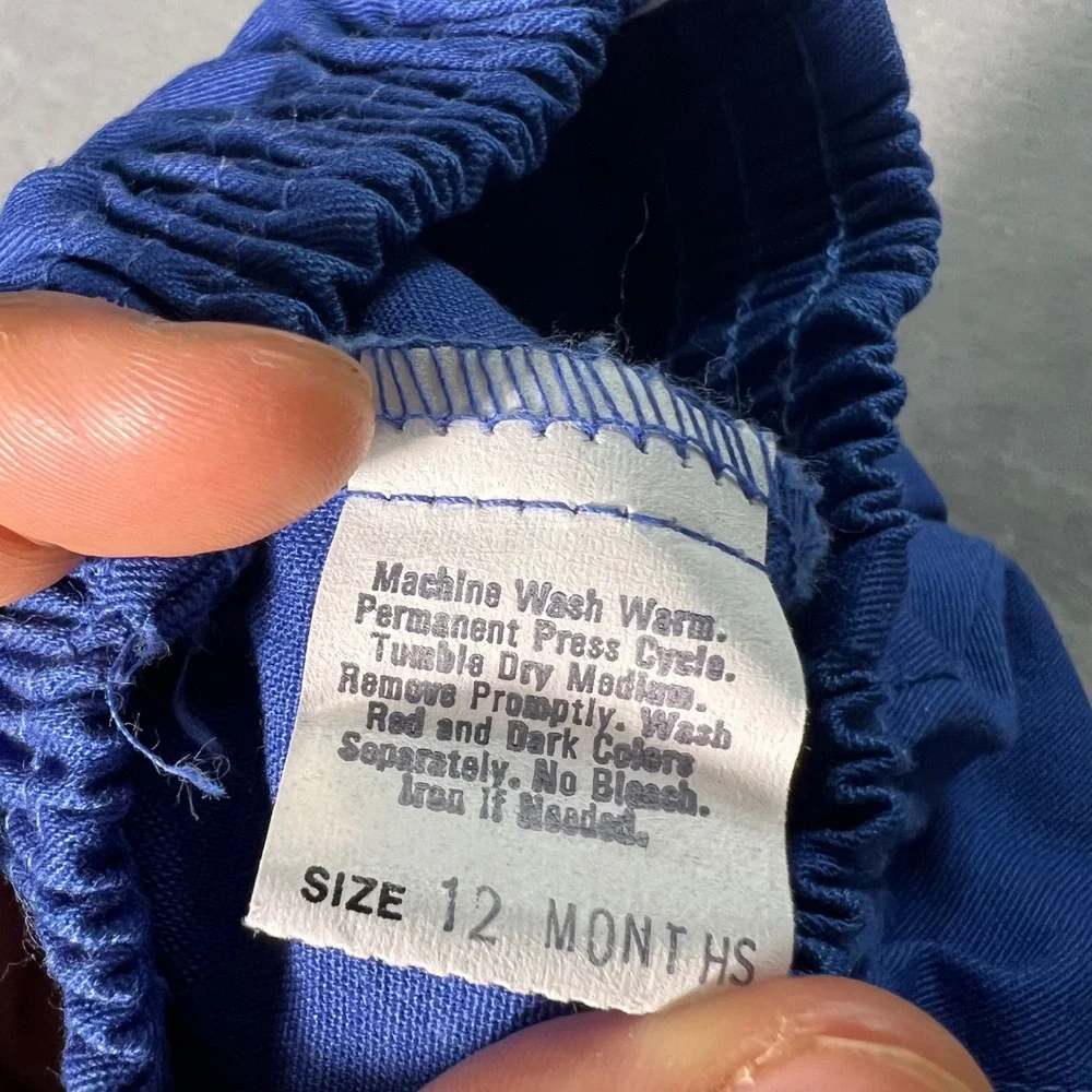 Vintage OshKosh Bgosh Blue Side Stripe Track Pants 12 Months Made in USA 9760